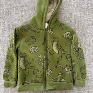 Disney Toy Story Olive Green Dinosaur Zip-Up Hoodie with Sherpa Hood
